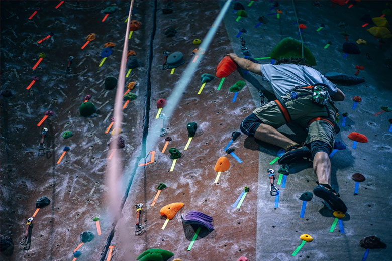 A view of an Astrum Hotel rock climbing instructor