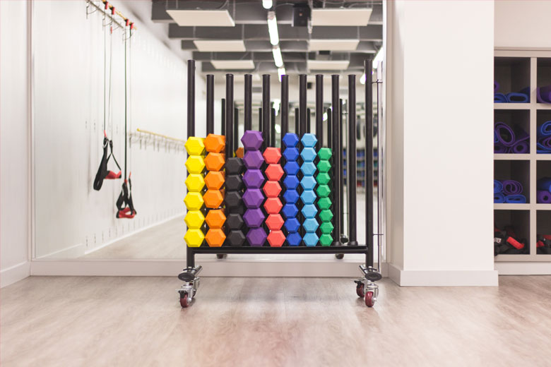 A view of a set of weights at our gym